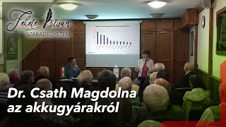 Dr. Csath Magdolna az akkugyárakról a Fekete István Szabadegyetemen