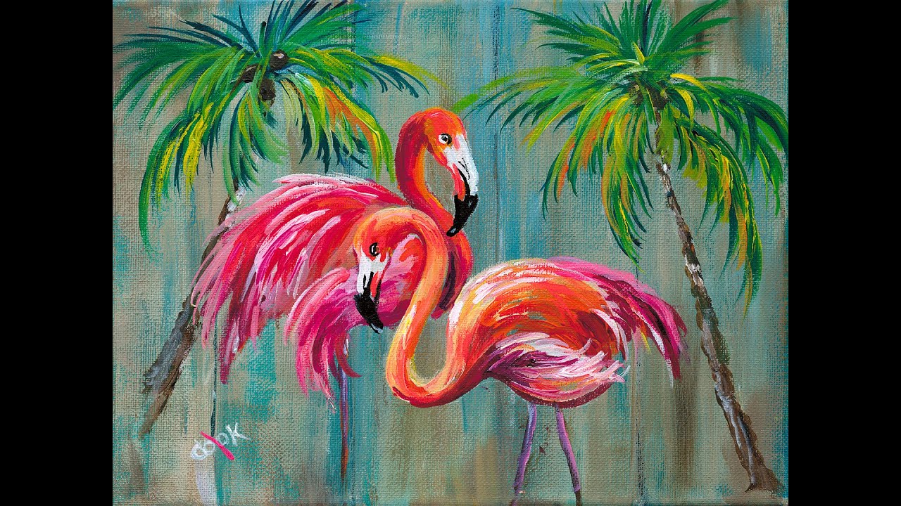 How to Paint Flamingos on a Wooden Fence Simple yet Spectacular Acrylic Painting Tutorial
