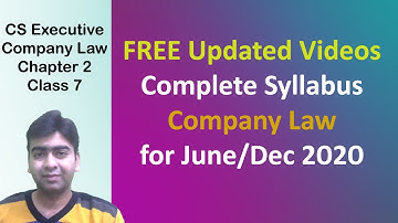 CS Executive Company Law - Chapter 2 - Class 7 June 2020/Dec 2020. See description for free Notes