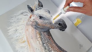 THIS is Acrylic Pouring?? (EASY) Unreal Arabian Horse -Realistic Technique [4K] AB Creative Tutorial