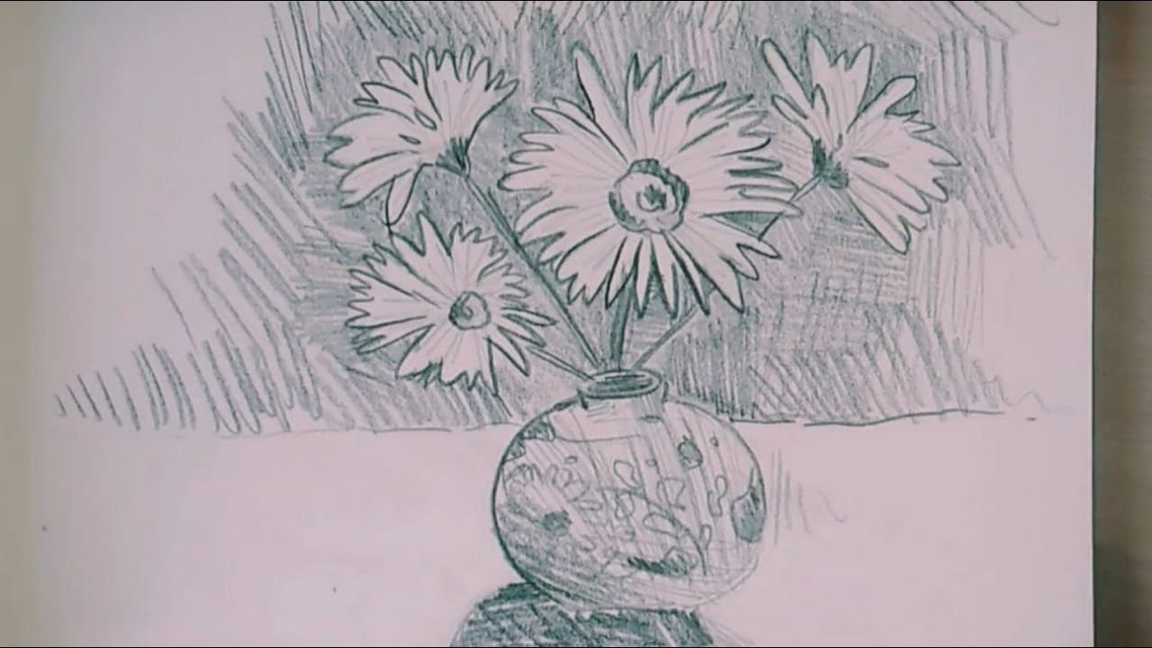 EASY PENCIL ART | PENCIL SHADING TECHNIQUES | FLOWER VASE PENCIL ...