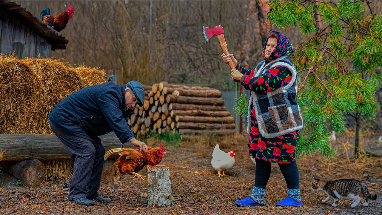 Life in the village in winter. 2 days from the life of an elderly couple in the village