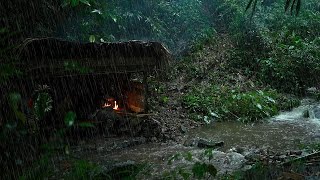 Heavy rain! Knitting Bamboo Baskets and Finding Wild Food: Survival Alone | EP.277