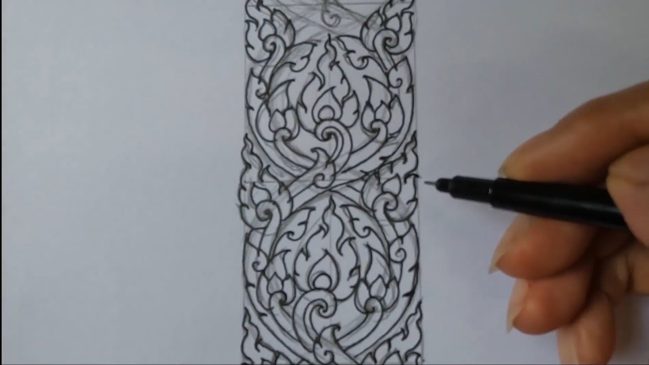 วาดลายไทย..ลายเถาไขว้หางโต