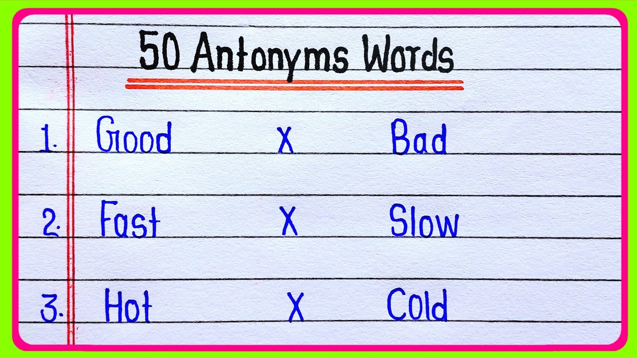 50 Antonyms Words In English || 50 Most Common & Useful Antonyms ...