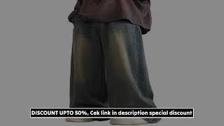 Jeans Men Casual Baggy Straight Distressed Vintage Jean Pants Wide-Leg Denim Trousers Male Oversize