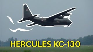 TNI-AU Hercules KC-130 Military Transport Aircraft Take off