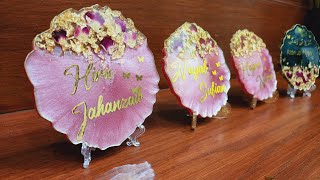 Step By Step Tutorial | Resin Name Coasters | #resin #diy #art #artist #youtubeshorts #shorts