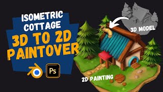 3D model to 2D painting // painting over a 3D model, my first ever 3D model from scratch!