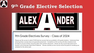 9th Grade Electives Selection for Class of 2024