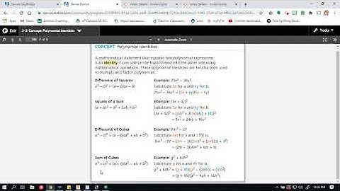 enVision Algebra 2 Topic 3, Lesson 3 Concept: Polynomial Identities