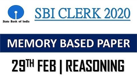 SBI CLERK PRE 2020 REASONING PAPER DISCUSSION || MEMORY BASED QUESTIONS
