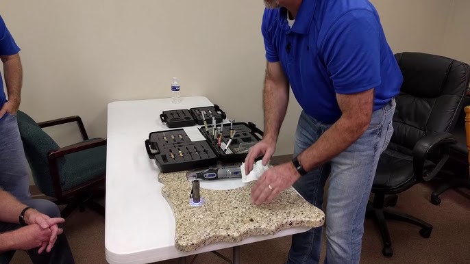 How to repair a damaged granite counter corner edge w/ HIMG® Surface Repair  