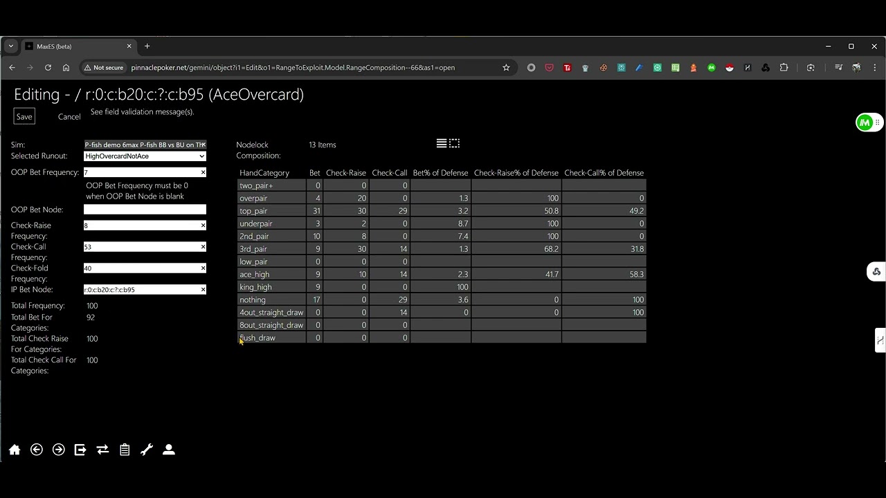 Using Pinnacle Poker MaxES to node-lock and model real player profiles