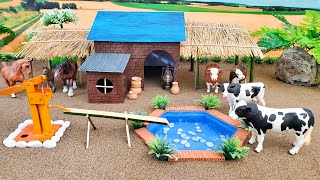 Diy Making Mini Cows, Horse Barn Animal - Mini Hand Pump Supply Water For Animal - Mini Gaby