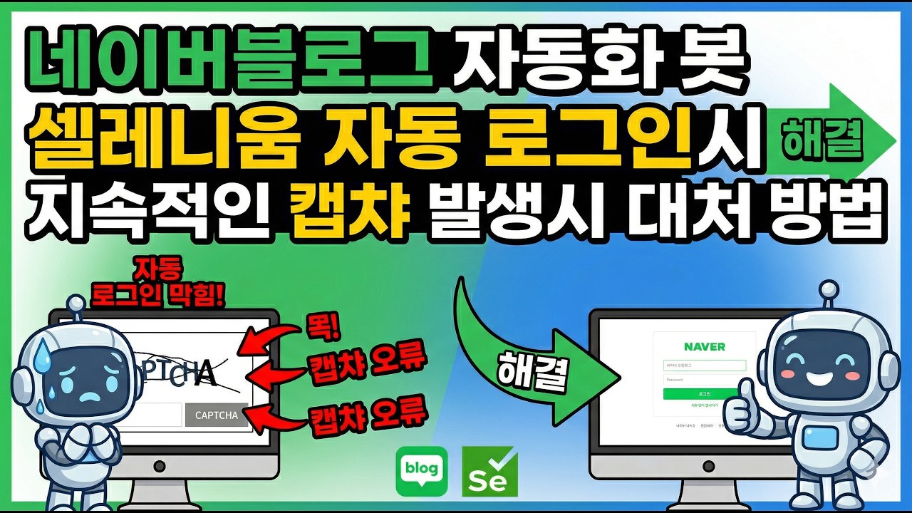 How to deal with persistent CAPTCHAs during automatic login with the Naver Blog automation bot Se...