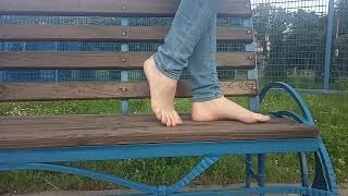 Barefoot Walk On Bench Asmr Walk In Heels In Park