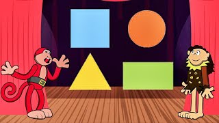 Las Figuras Geométricas Para Niños Con El Mono Sílabo y Nícola Cavernícola. Lunacreciente