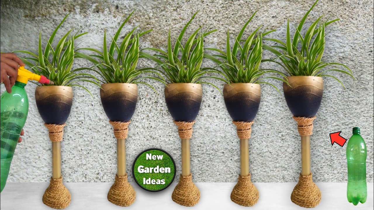 Plastic bottle flower pot  easy flower pot  making  at home 