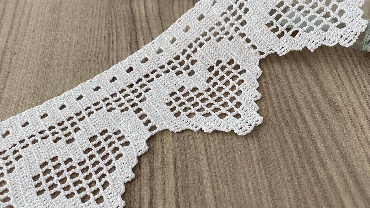 HEARTH PATTERNED Crochet Lace Edging Pattern for Cover Napkins and Towels