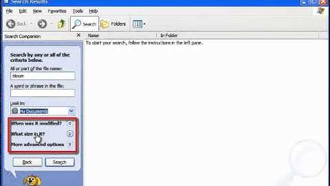 Using XP Search to locate Files