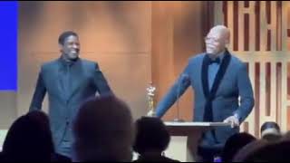 Samuel L. Jackson Receives His First-Ever Oscar from Denzel Washington