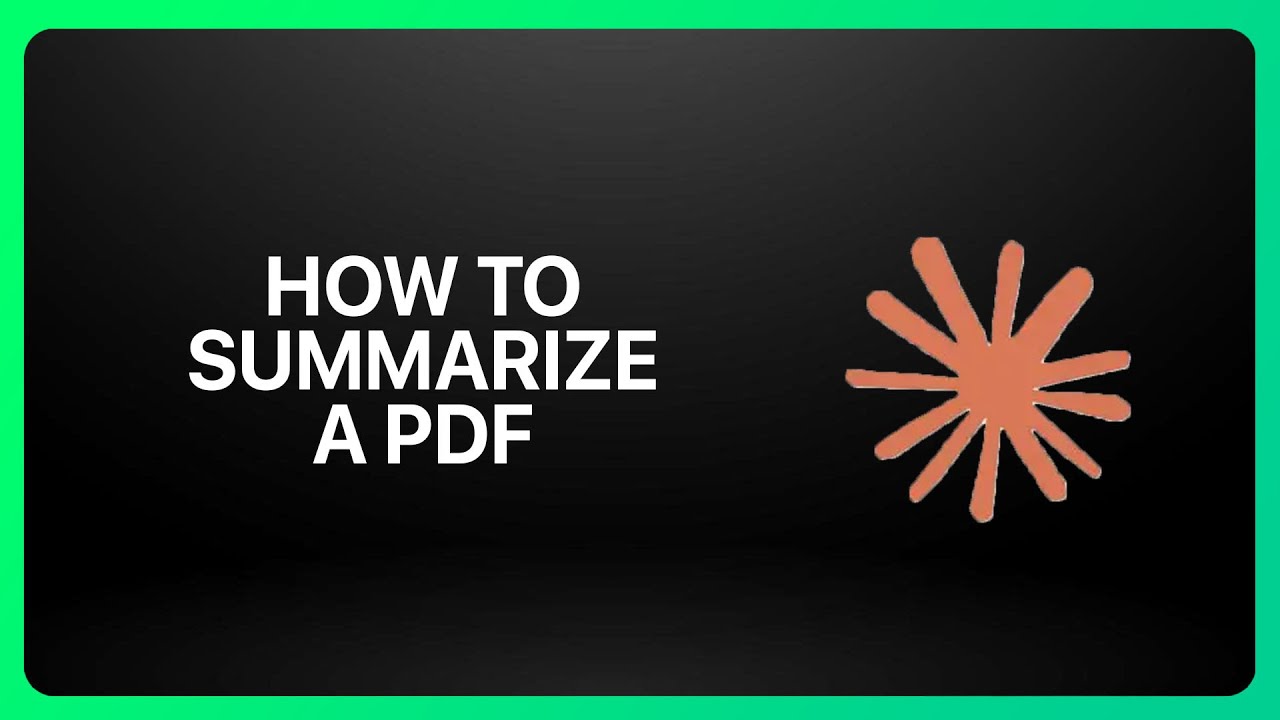 How To Summarize A PDF With Claude ! Tutorial - YouTube