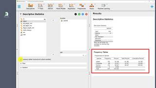 JASP: Frequency Table and Descriptive Statistics