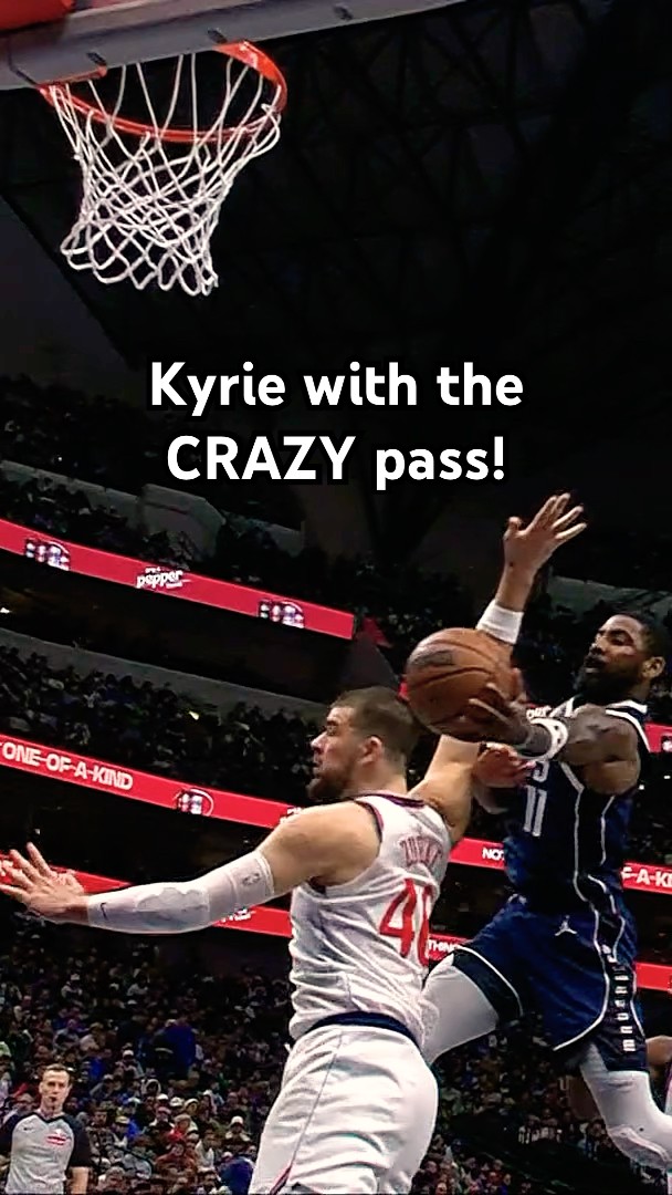 Kyrie with the acrobatic dump off pass to Gafford for the SLAM!