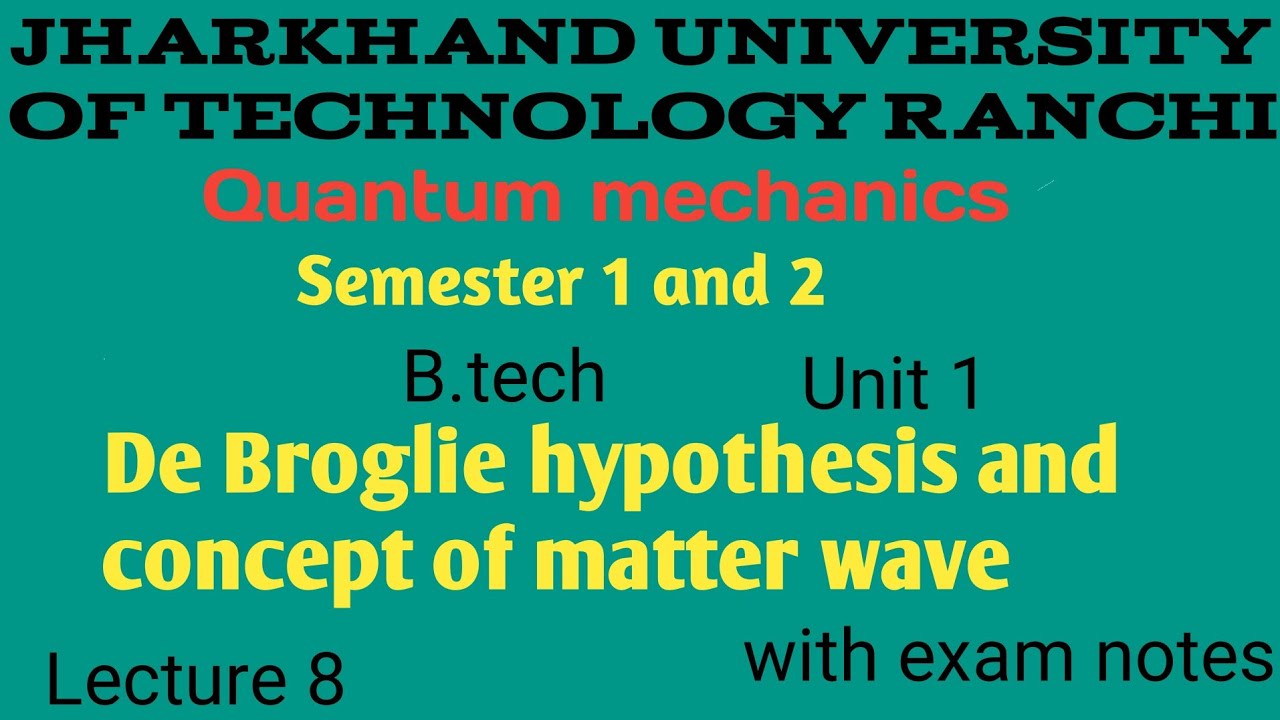 de Broglie hypothesis and concept of matter wave quantum mechanics lec-2