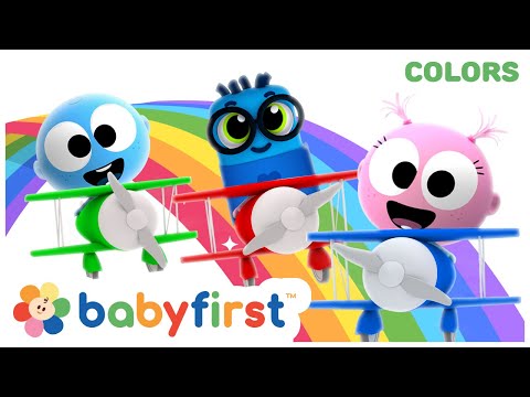 Learning Colors & Fruits w GooGoo, Gaga & Color Crew | Coloring Airplanes for Kids | BabyFirst TV