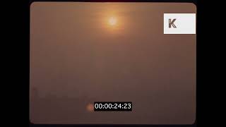 1970s New York Hazy Sunset Over Manhattan Timelapse