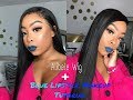 HOW TO SLAY MATTE BLUE LIPSTICK MAKEUP TUTORIAL | Ft  Alibele Wig Human Brazilian Straight 360 Lac