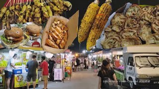 沙嗲福建面东炎粉炸蘑菇槟城丹容武雅周二夜市场美食街晚餐 Penang Tanjung Bungah Night Market Street Food Dinner