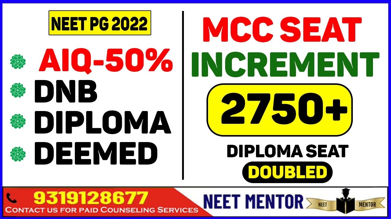 NEET PG 2022 Good News Diploma Seat Doubled Seat Increment Analysis