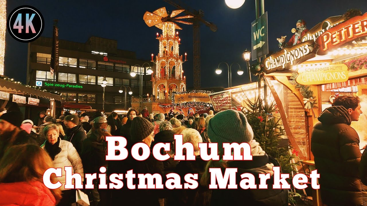bochum Germany/Weihnachtsmarkt in Bochum in der bunten Innenstadt 4k HDR 60fps