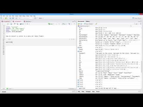 How to Convert a Vector to a Data Set (Data Frame) in R. [HD]