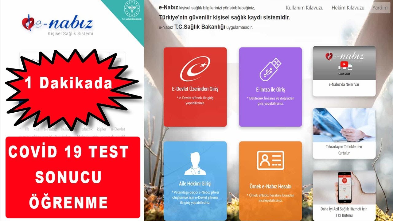 e nabiz covid 19 test sonucu ogrenme pcr testi sonucu nasil ogrenilir youtube