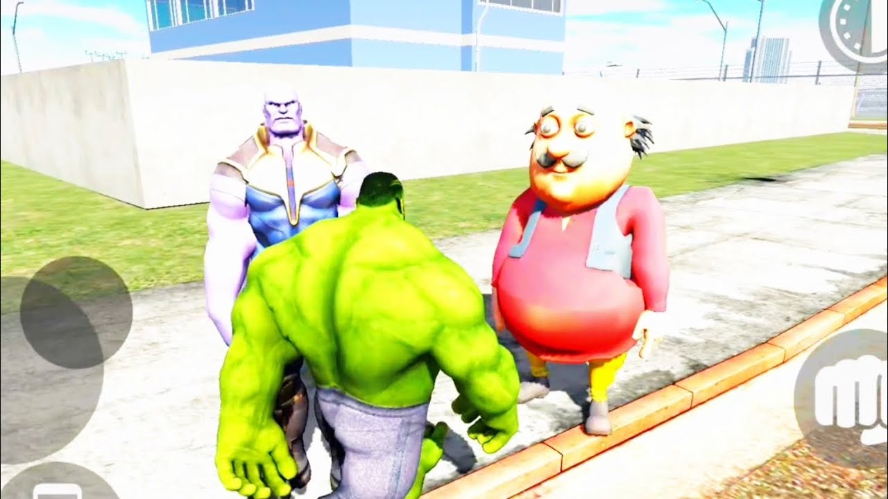 Hulk vs thanos or Motu in Indian bike driving 3d game play Indian bike driving Motu or thanos
