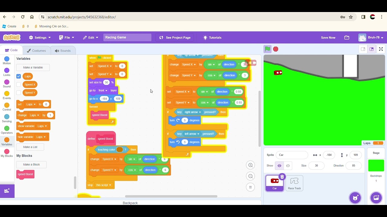 How To Make A Racing Game In Scratch part 2 - YouTube