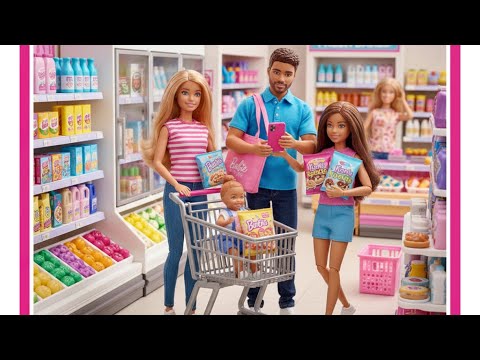 barbie doll family routines / Supermercado para bonecas / Mart para ...