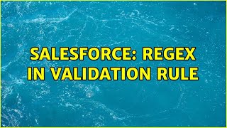 Salesforce: REGEX in Validation Rule