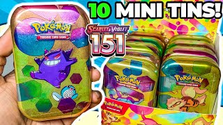 10 Pokemon 151 Mini Tins OPENING!