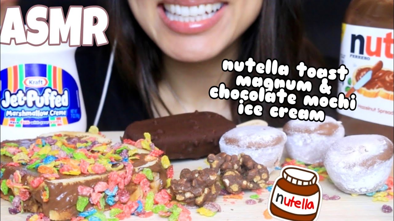 ASMR NUTELLA TOAST MAGNUM + MOCHI CHOCOLATE ICE CREAM EATING SOUNDS MUKBANG 먹는 먹방 TWILIGHT