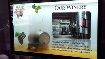 46" transparent LCD display in a demo retail winery display case