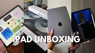 Unboxing My First iPad Air 5 (256GB) Space Grey, Apple Pencil + Accessories + Setup | Aesthetic
