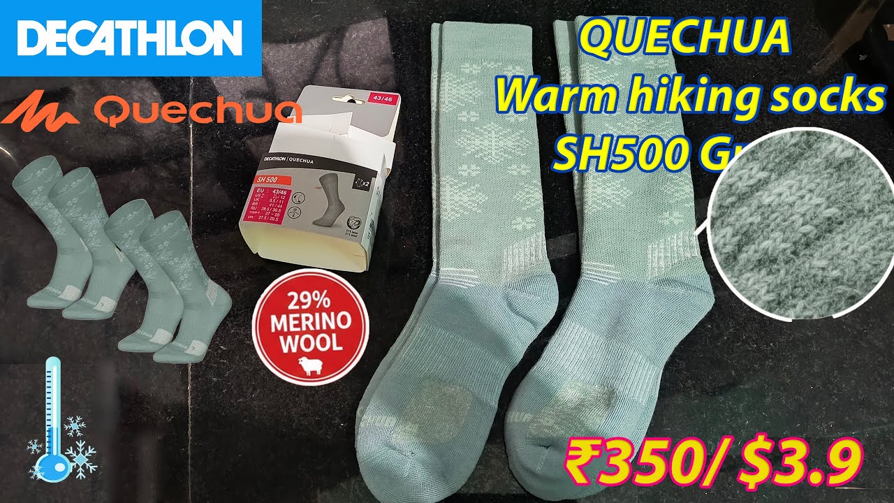 Decathlon QUECHUA Warm hiking Wool socks SH500 Green (₹350/$3.9) 