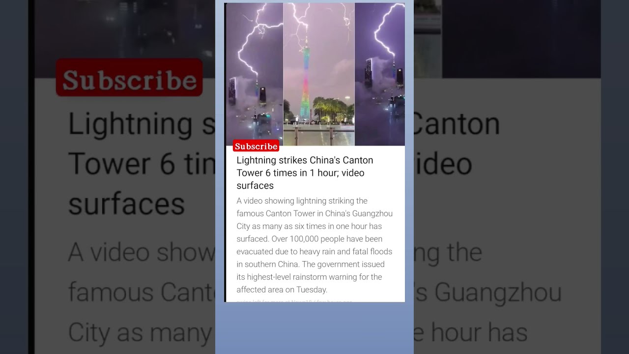 Lightning Strikes China S Canton Tower 6 Times In 1 Hour India Korean Viral Strike Rain