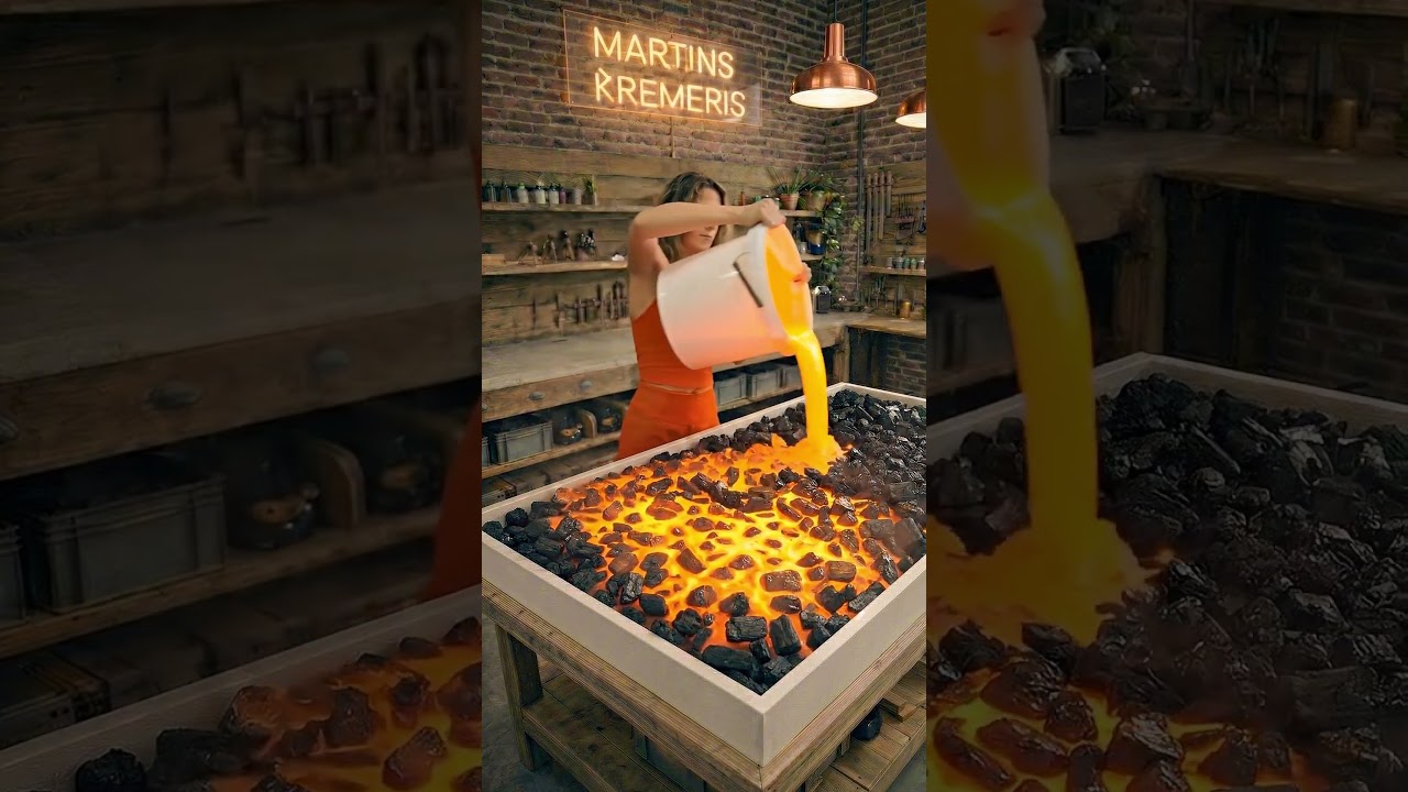 Volcanic Lava Epoxy & Resin Table | Cracked Magma Effect Timelapse