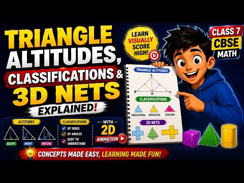 Triangle Altitudes, Classifications & 3D Nets Explained | Class 7 CBSE Math | 2D Animation